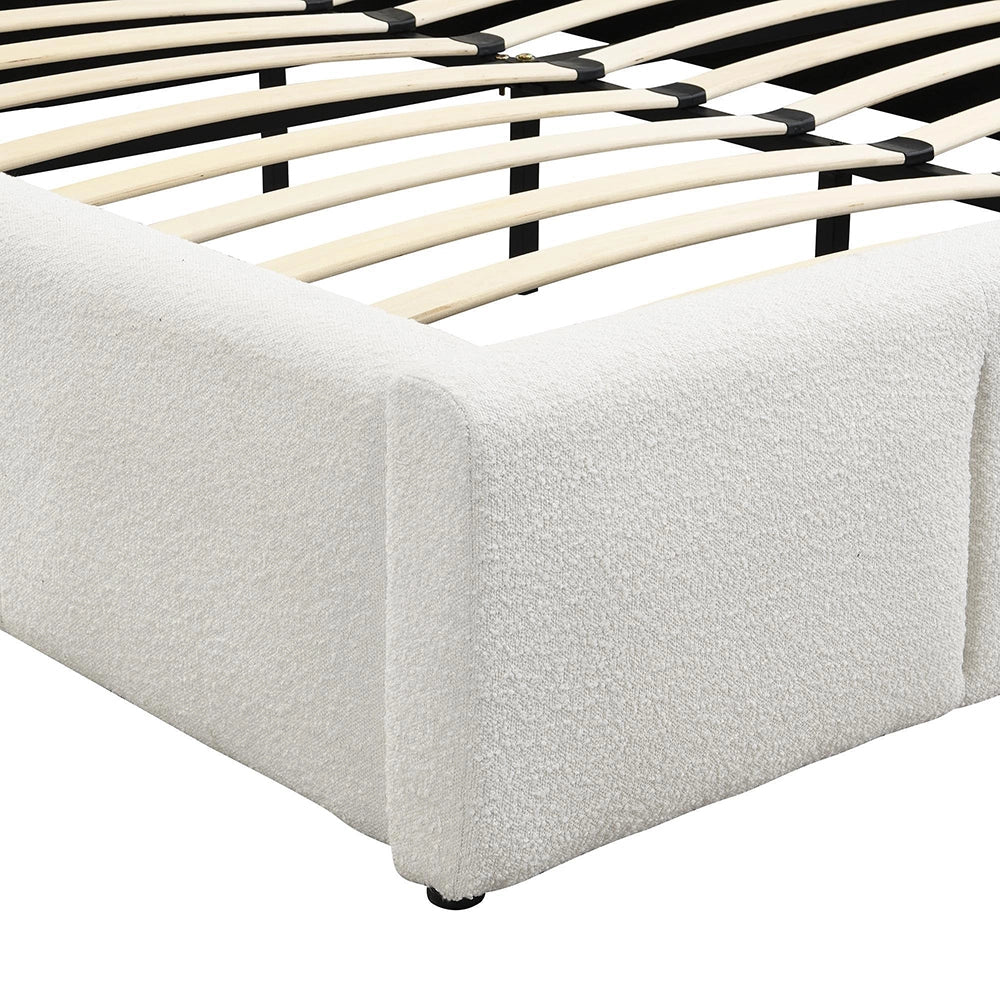 Letto doppio imbottito 180x200cm - Xylo - testiera bouclé beige