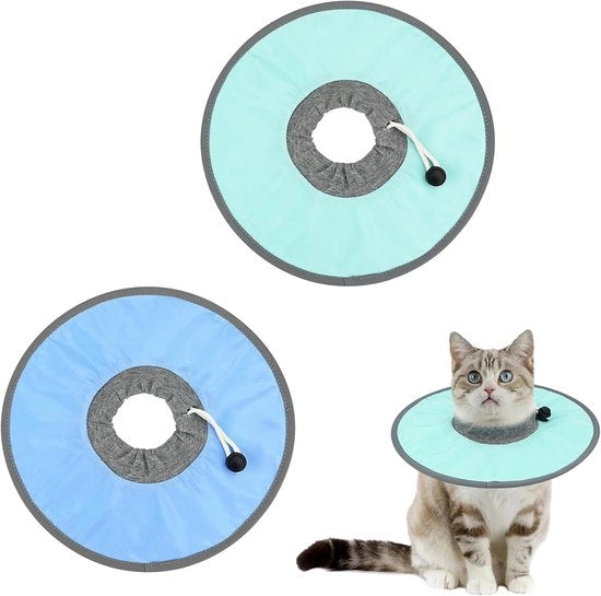 Set di 2 collari di protezione per gatti, collare protettivo per gatti, collare di protezione per cani regolabile, collare piatto per animali domestici, collare Elizabeth per prevenire lesioni in gattini e cuccioli (L)