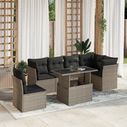 vidaXL Set Divani da Giardino 7pz con Cuscini Grigio Chiaro Polyrattan