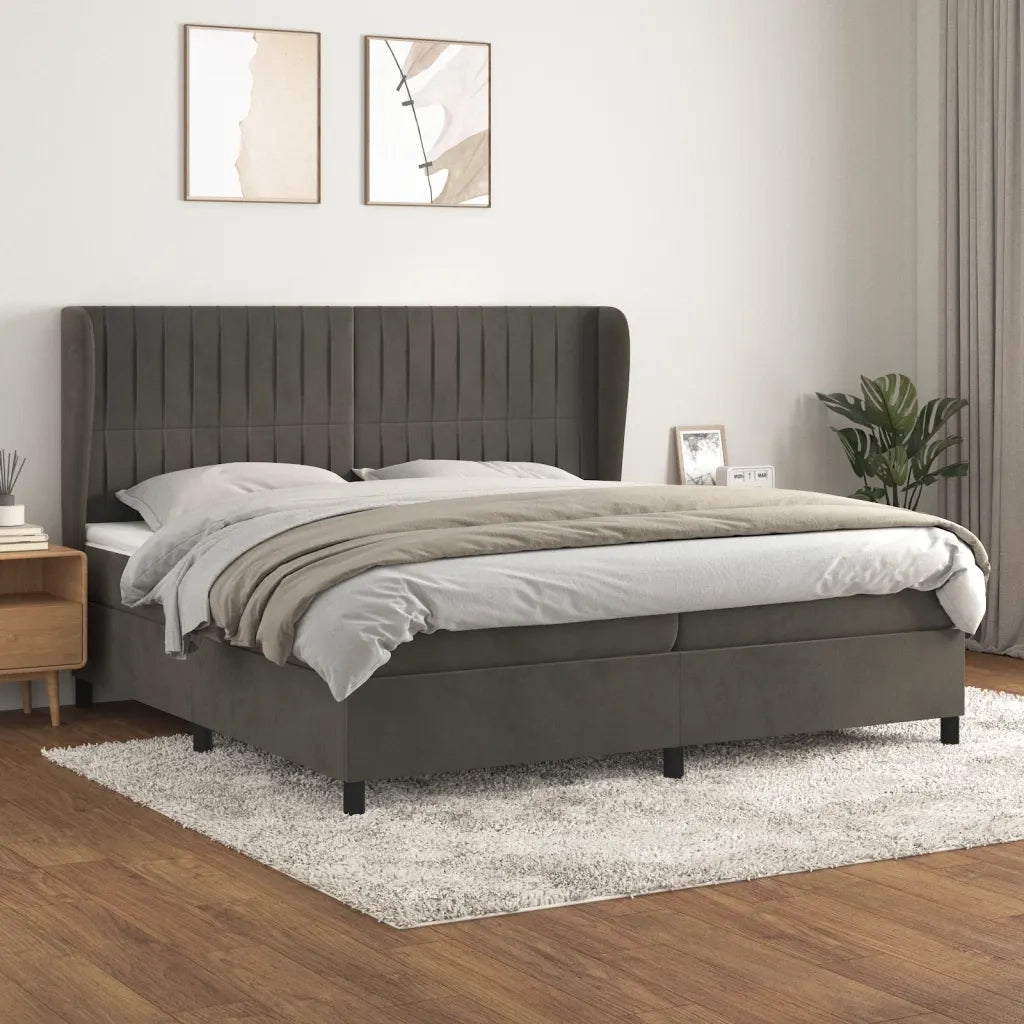 Giroletto a Molle con Materasso Grigio Scuro 200x200 cm Velluto 3129352