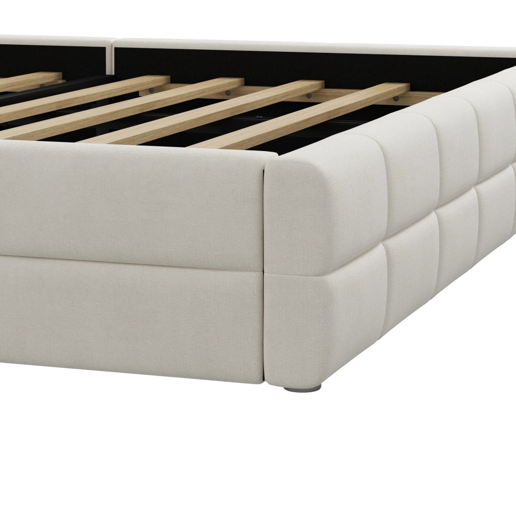 Letto matrimoniale imbottito 180x200 cm in velluto beige