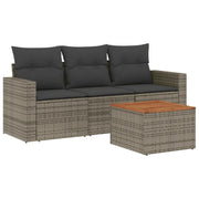 Set Divani da Giardino 4 pz | Set Salotto da Giardino con Cuscini in Polyrattan Grigio