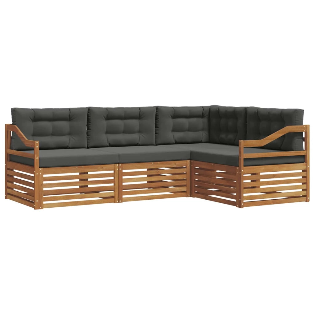 Set di divani da esterno con cuscino 4 pcs Naturale e Antracite 3373397