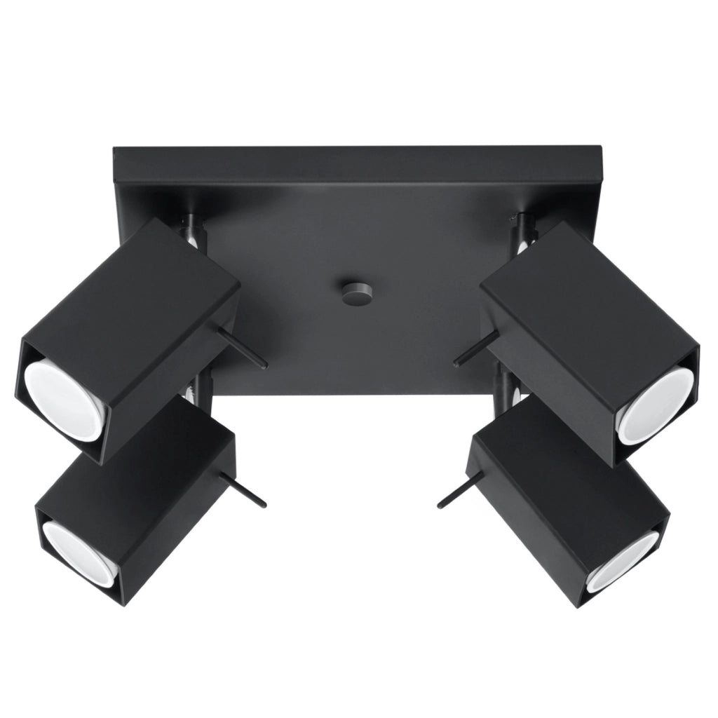 Plafoniera Pure Lume BRAVEA quadrata 4 luci nera/cromo GU10