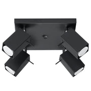 Plafoniera Pure Lume BRAVEA quadrata 4 luci nera/cromo GU10