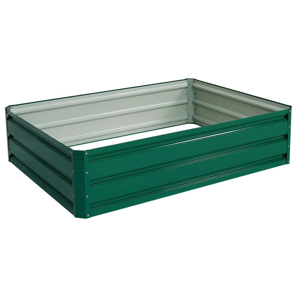 Fioriera rialzata da giardino 120 x 90 x 30 cm design moderno con protezione anti-erbacce acciaio verde 20_0012217