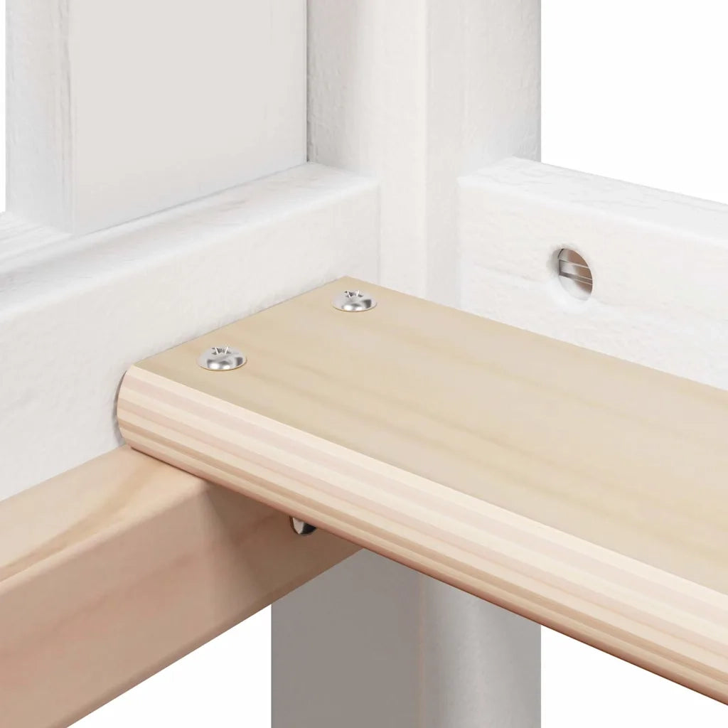 Letto singolo | Letto per adulti | Letto a Soppalco con Tetto Bianco 80x200 cm in Legno di Pino