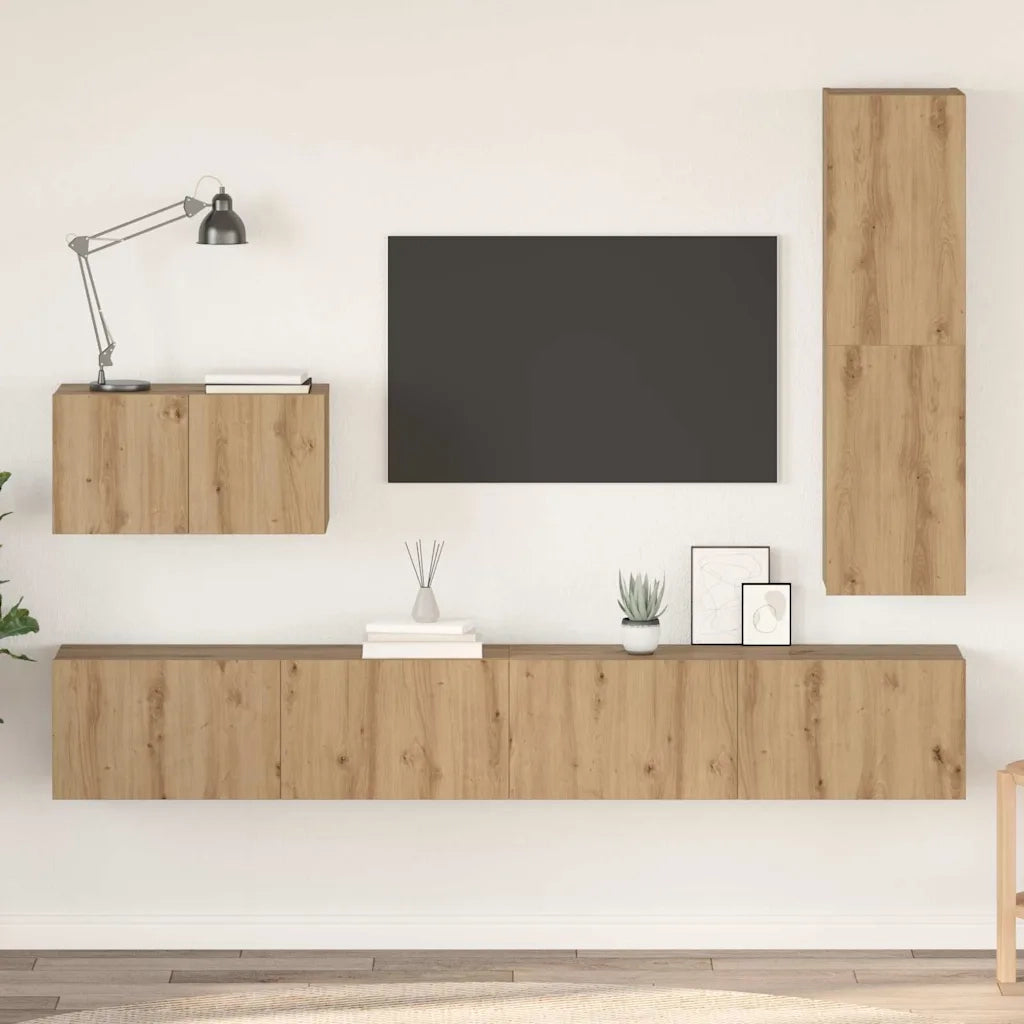 Set mobile TV 4 pcs Rovere artigianale Legno multistrato 3393329