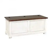 Cassapanca in legno Shabby chic mod cipolla bicolore bianco anticato e noce