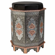 Sgabello in metallo dipinto a mano blu 31x31x42h