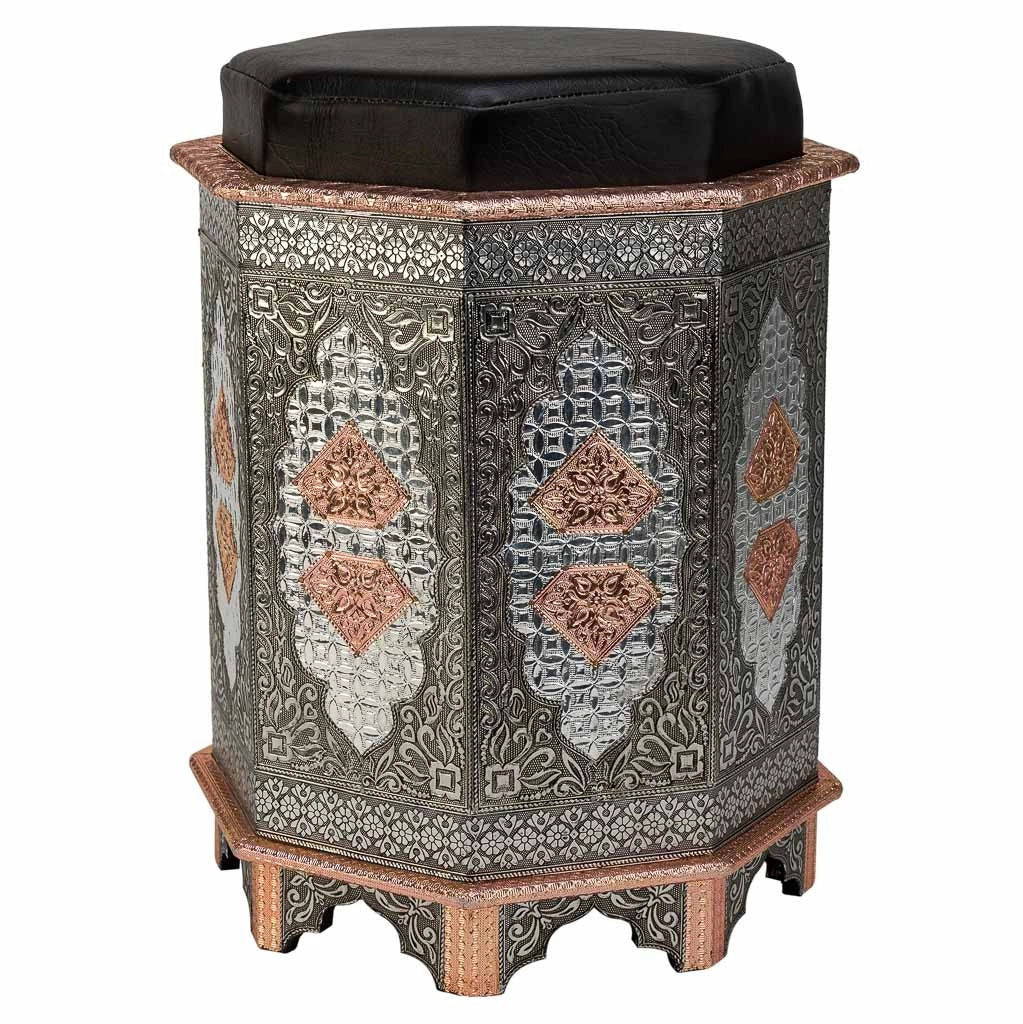 Sgabello in metallo dipinto a mano blu 31x31x42h
