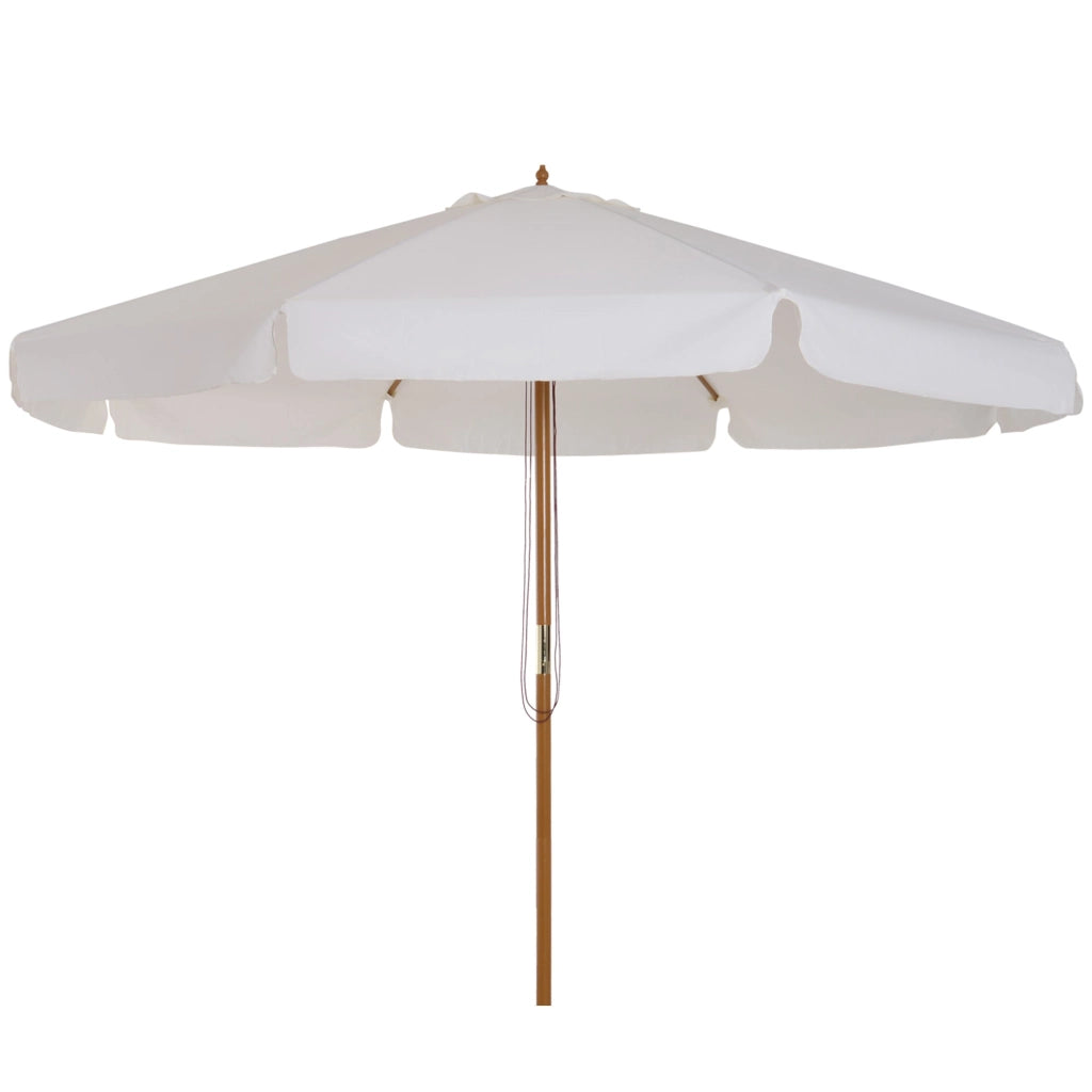 Ombrellone da Giardino con Doppio Tettuccio Ø325x250 cm in Legno di Bambù e Poliestere Crema