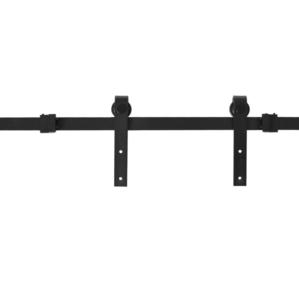 Sistema scorrevole per porta 183 cm nero in acciaio, con accessori