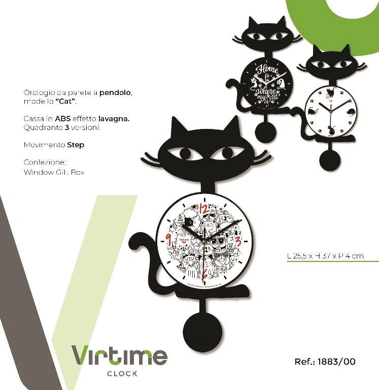 1 Pezzo Orologio da Parete Effetto Legno Gatto Lavagna 35 x 27 cm 3 Modelli