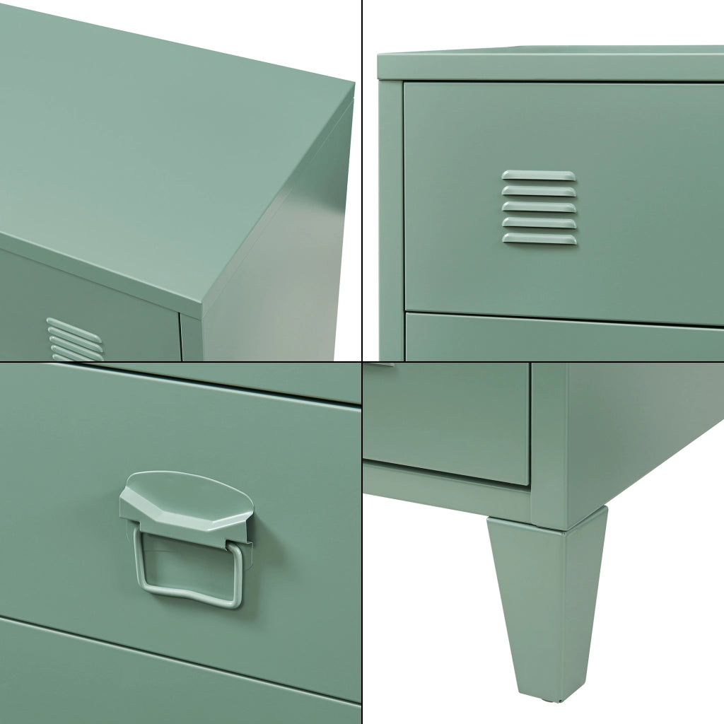 Cassettiera Hämeenlinna Comò in Acciaio con 4 Cassetti 92 x 80 x 40 cm Verde opaco [en.casa]