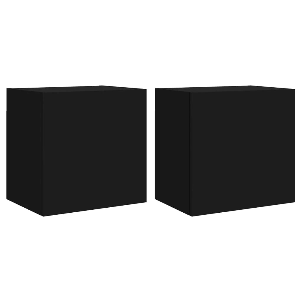 Mobile TV multimediale da parete mensola TV credenza TV adatto per sala da pranzo soggiorno camera da letto 2 pezzi 40,5 x 30 x 40 cm legno ingegnerizzato nero 02_0028916