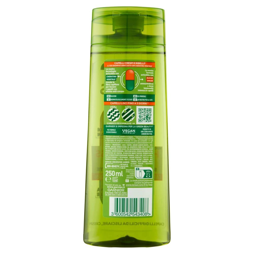 GARNIER FRUCTIS SHAMPOO LISCIANTE 250 ML HYDRA LISS&SHINE CAPELLI LISCI FINO A 3 GIORNI CON OLIO DI ARGAN