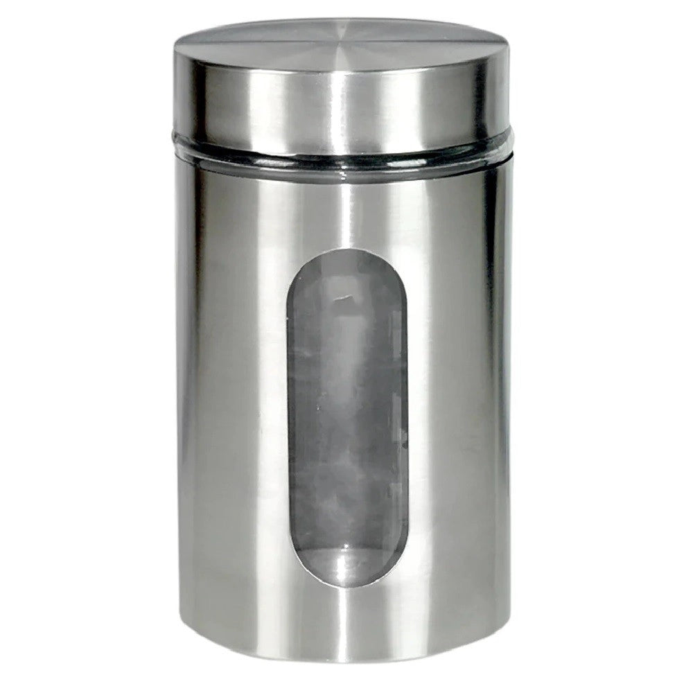 Trade Shop - Barattolo Con Oblò In Acciaio Inox 18x10cm Capacità 900ml Accessorio Contenitore -