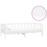 Divano letto | Sof¨¤ letto | Letto singolo con Materasso 90x200 cm Bianco in Legno di Pino
