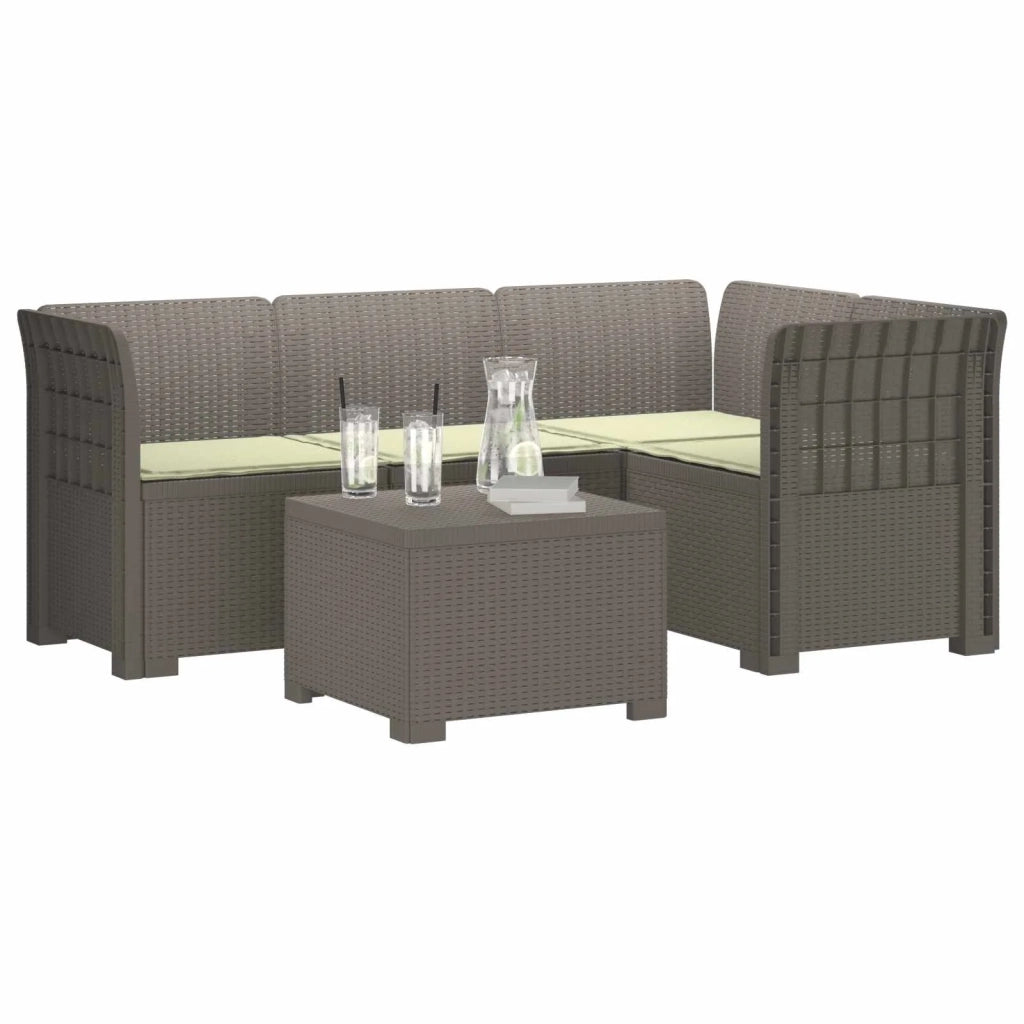 Divano da giardino 4 posti con cuscini aspetto rattan PP 3444010