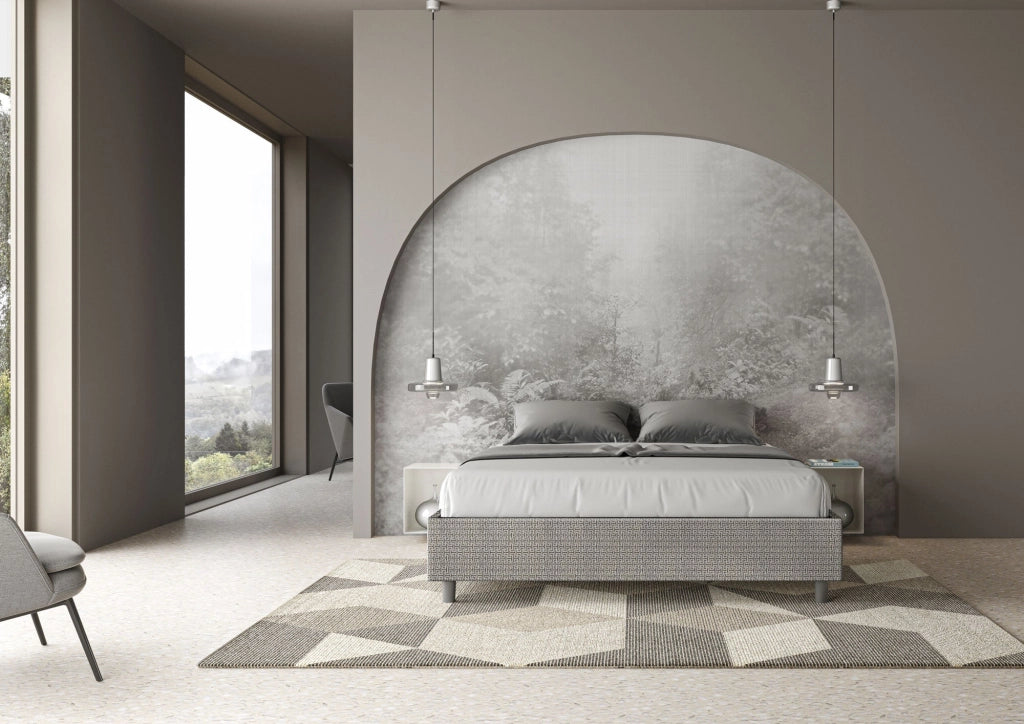 Letto Matrimoniale Sommier 160x190 cm con Rete Azelia Labirinto 02 Grigio