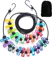 Linea da Stendino Portatile con 24 Ganci - Ideale per Viaggi, Campeggio e Utilizzo Interno - 3.6m