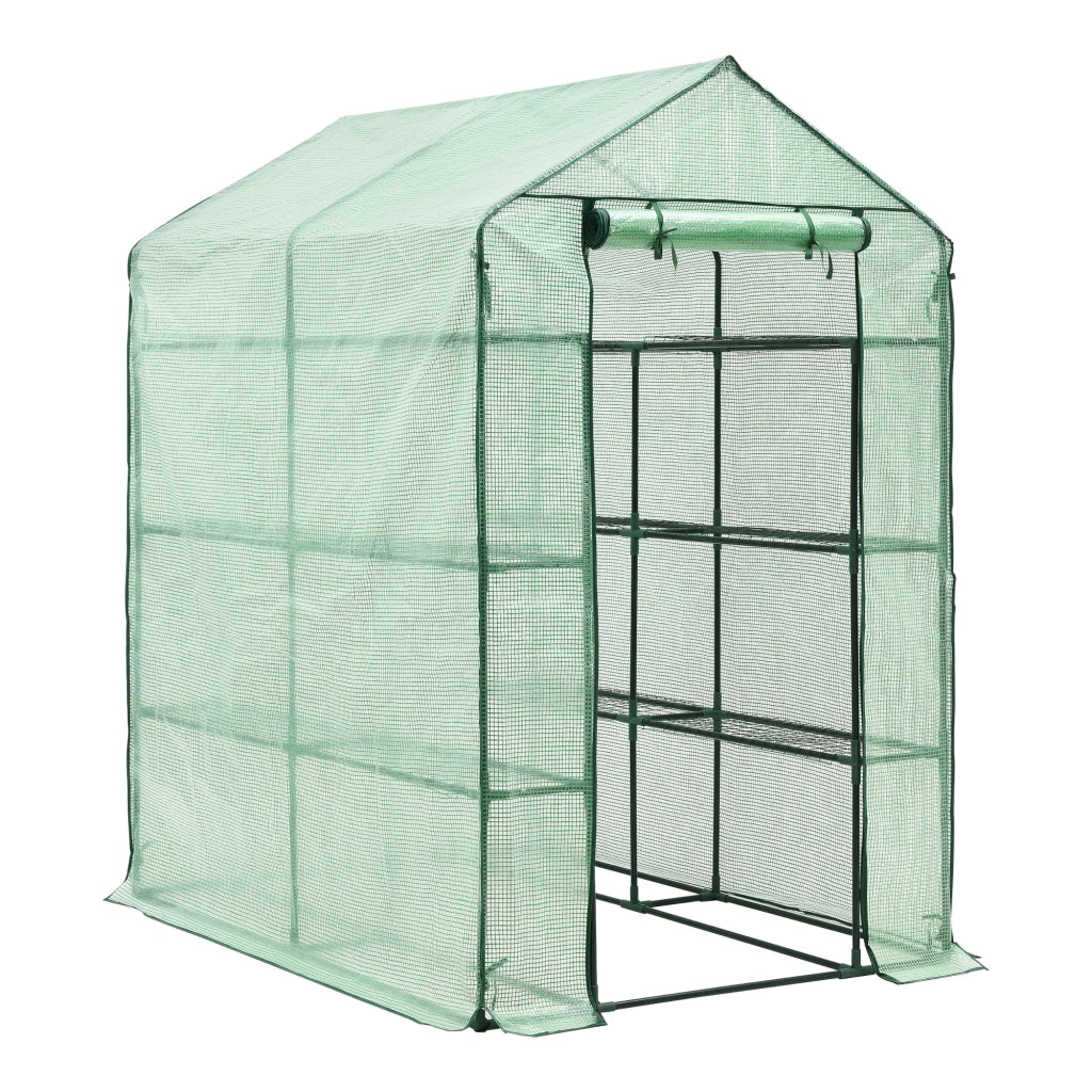 Serra da giardino Vale in acciaio e polietilene con ripiani integrati 120 x 170 x 194 cm verde 03_0008258