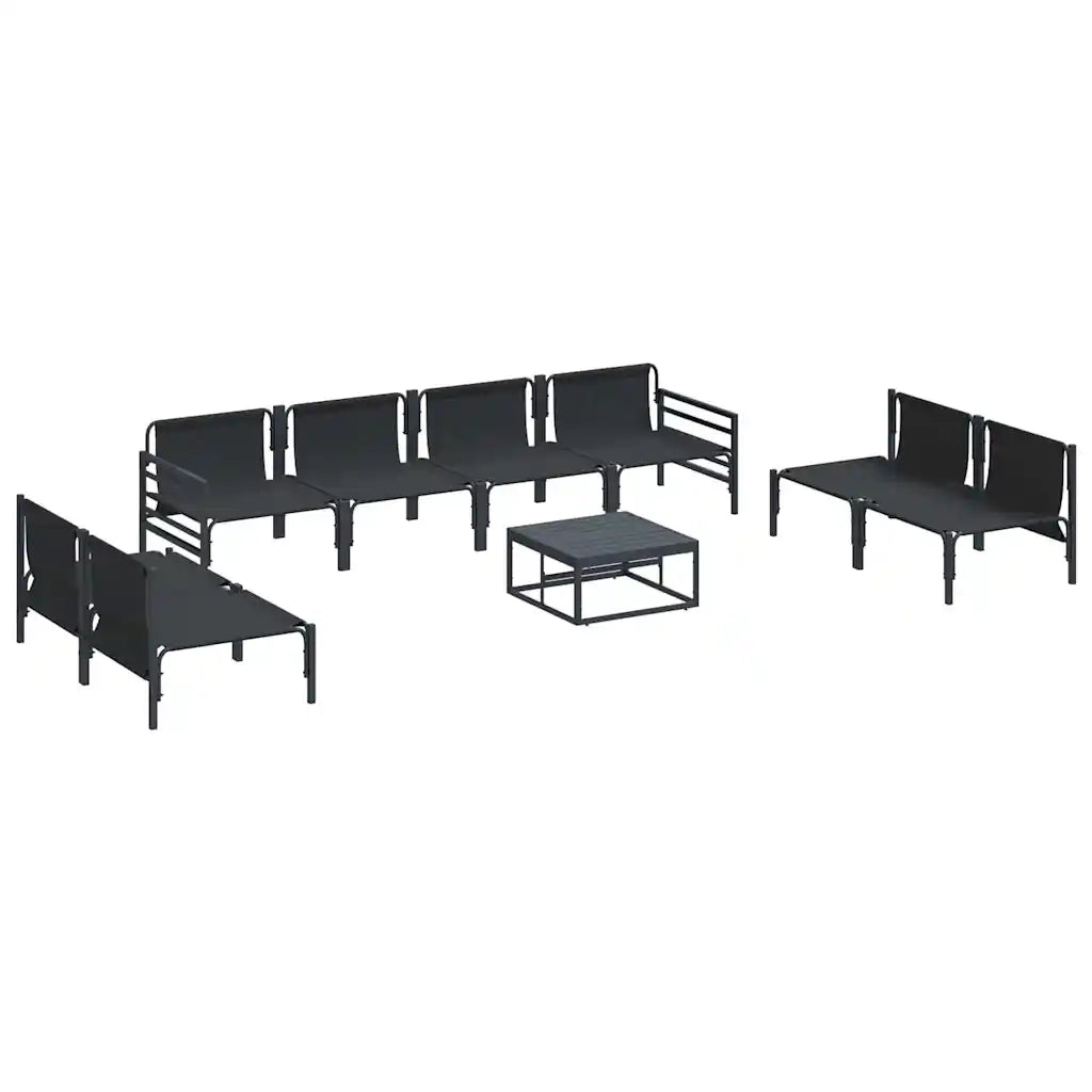 Set Divano da Giardino con cuscino 9 pcs Nero Acciaio 3378985