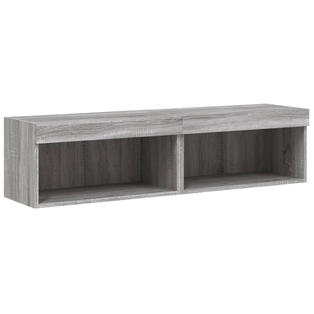 vidaXL Mobili Porta TV con Luci LED 2pz Grigio Sonoma 60x30x30 cm