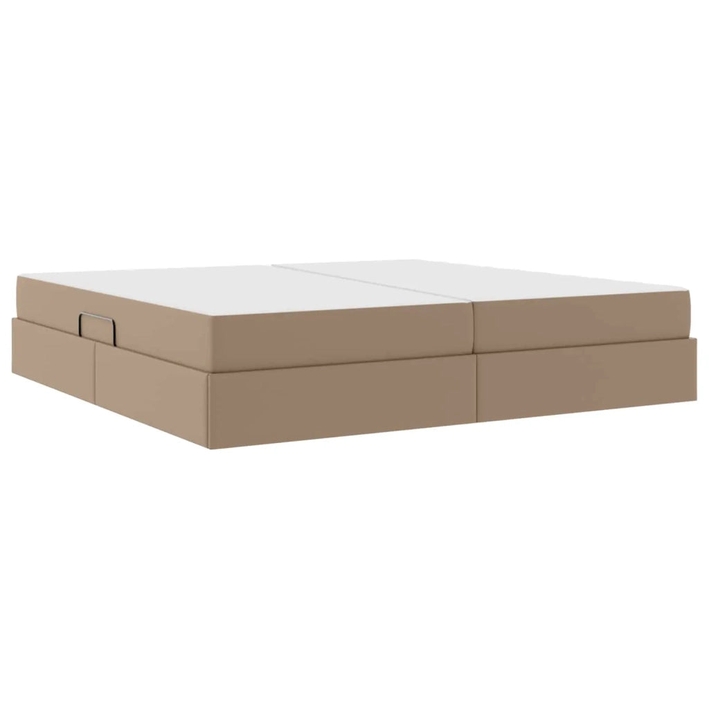 Letto con contenitore e materasso 2 pcs Cappuccino Pelle