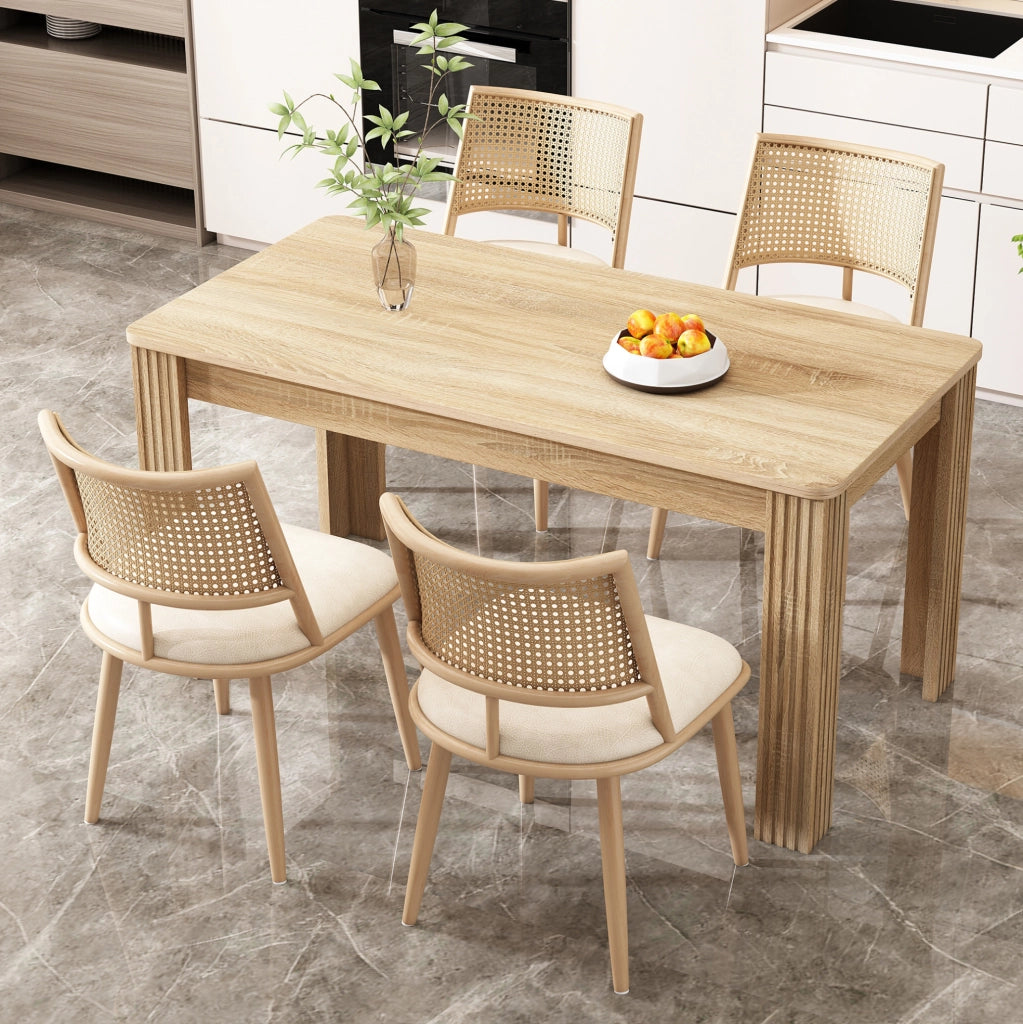 SEDIE Set da 4 pezzi in rattan con seduta in PU Beige