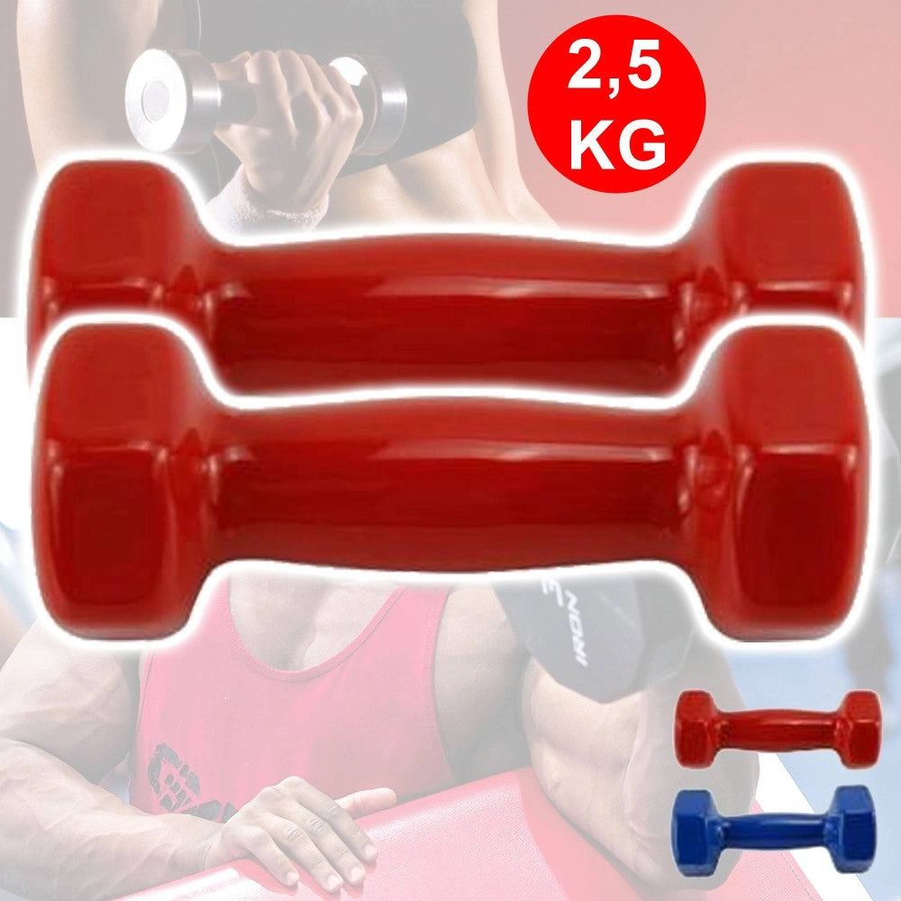 Trade Shop - Coppia Di Manubri In Vinile Da 2,5 Kg Ognuno Manubri Pesi Palestra Fitness Sport -