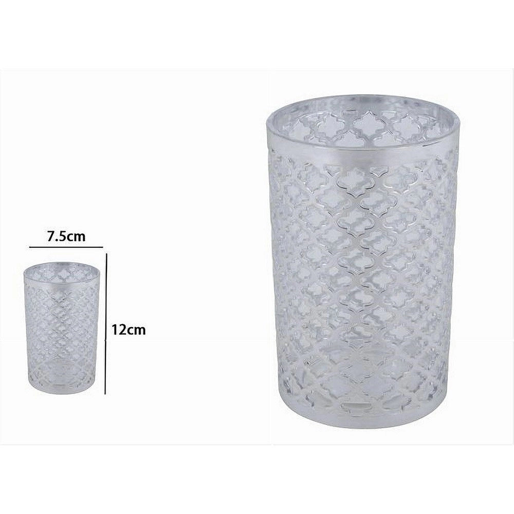 Trade Shop - Bicchiere Porta Spazzolini Accessorio Bagno Argento Stile Barocco Arredo 59107 -