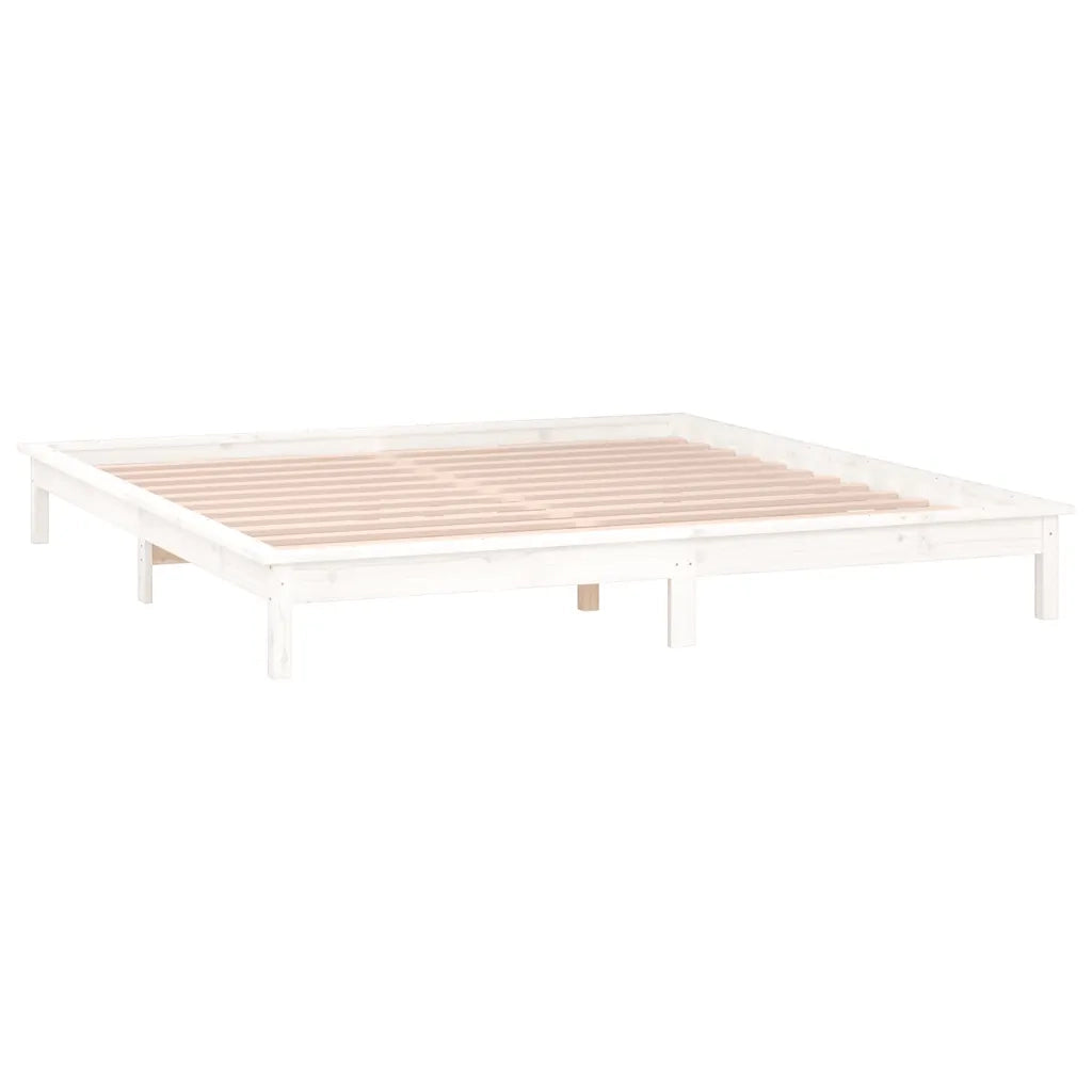 Giroletto con LED Bianco 140x200 cm in Legno Massello