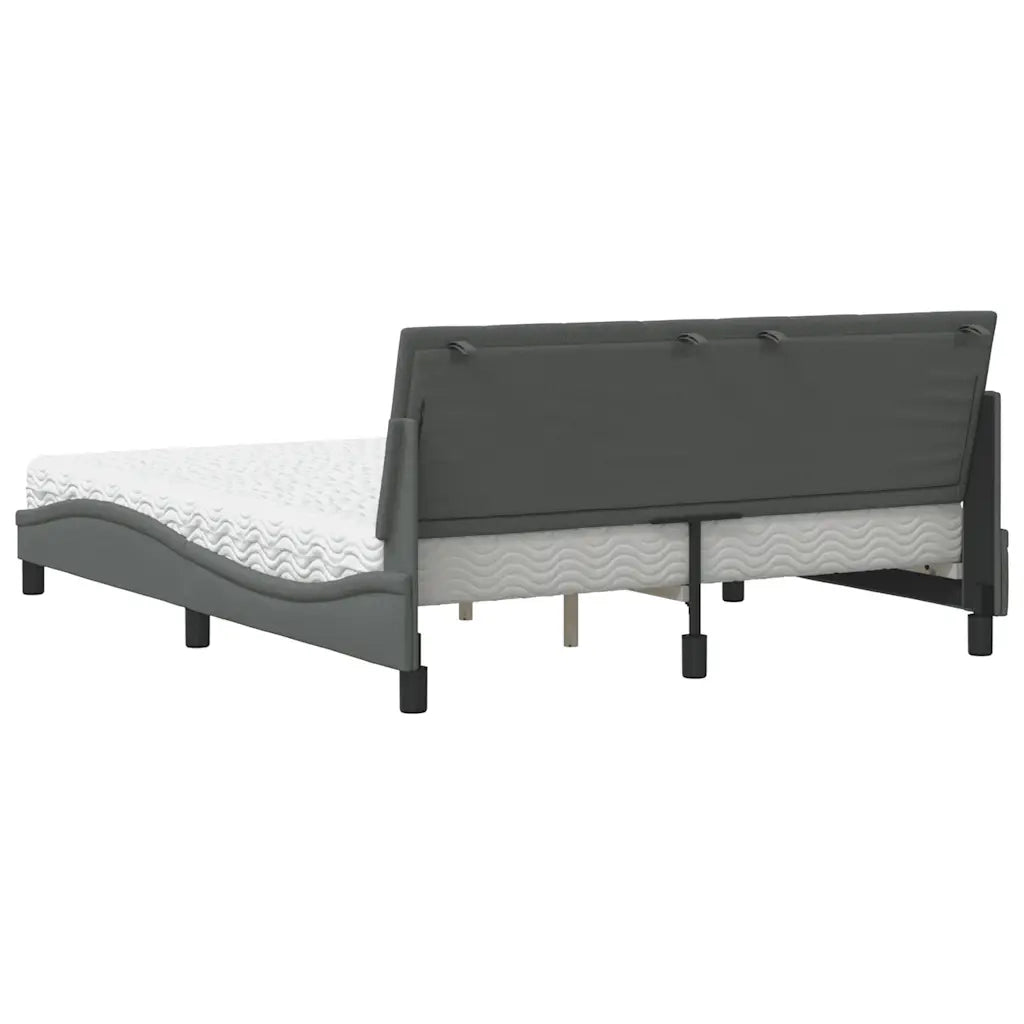 Letto con Materasso Hanko Grigio Scuro 160x200 cm Tessuto 3310539