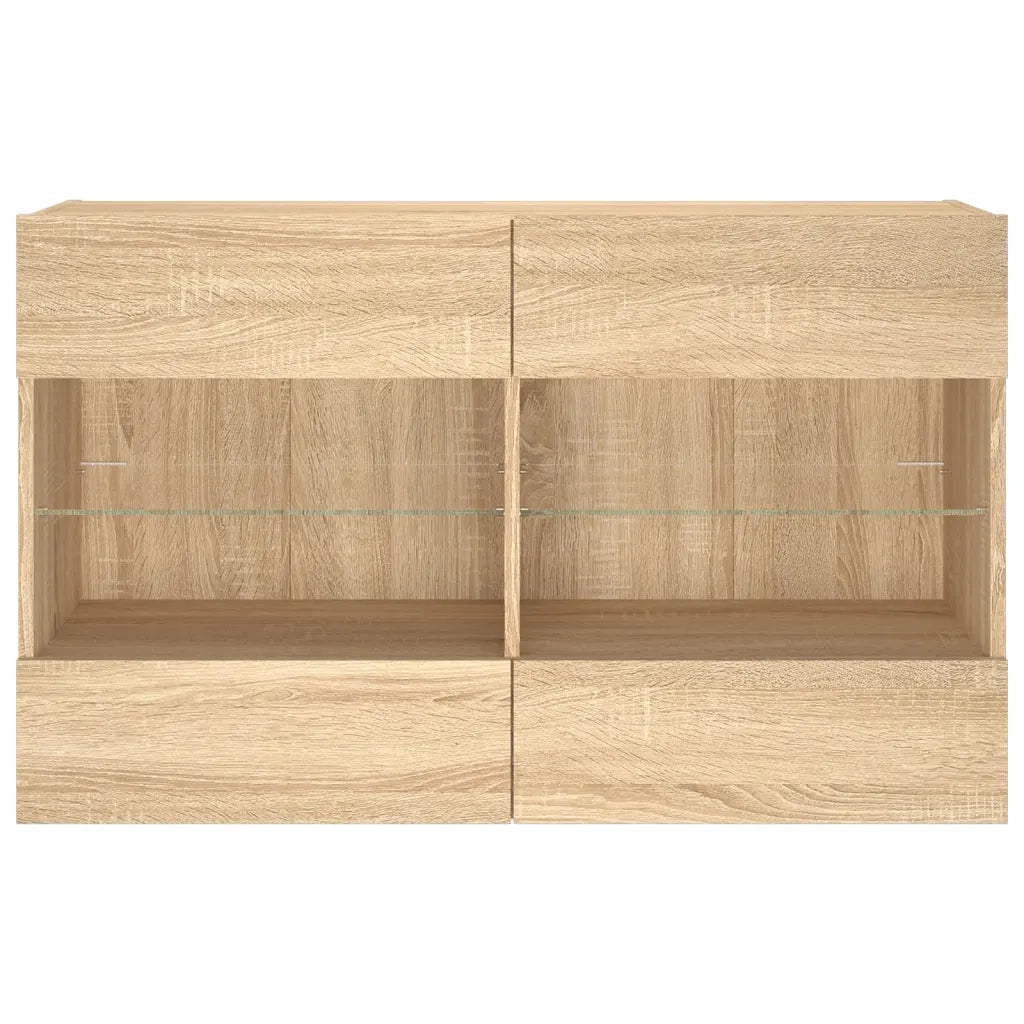 Mobile TV a Parete con Luci LED Rovere Sonoma 98,5x30x60,5 cm 837108