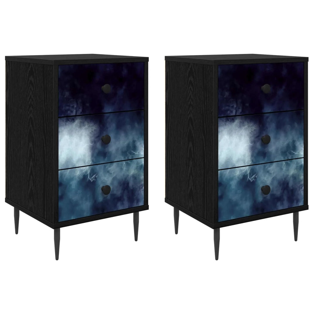 Armadio da Notte RAALTE 2 pz Rovere Nero 36 x 33 x 61 cm 8007316