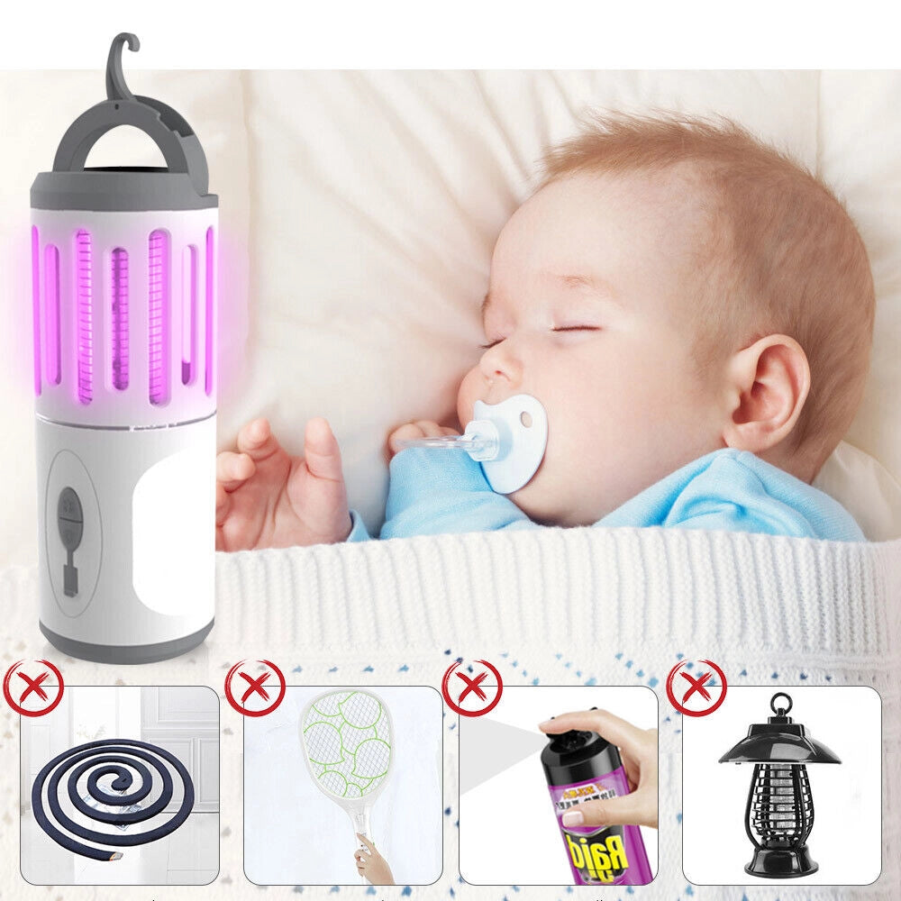 Zanzariera Elettrica Lampada Torcia LED Campeggio Anti Zanzar Batteria Litio USB