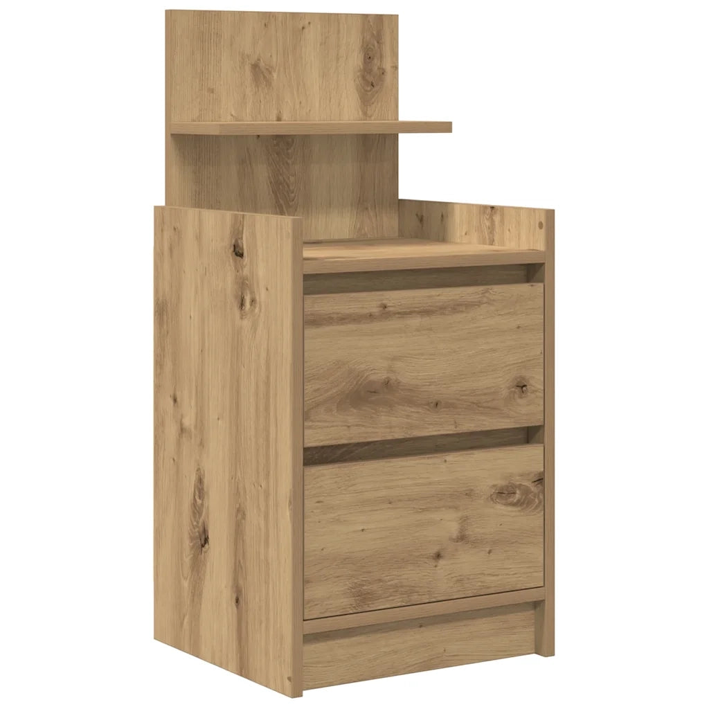 Comodino con 2 Cassetti Rovere Artigianale 38x34x80 cm 861371
