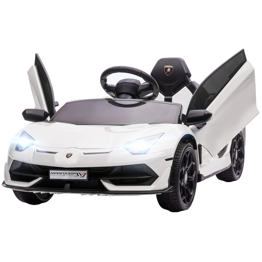 Auto per bambini Lamborghini Aventador ¨C zephmum ¨C Bianco con porte ad ala, musica e clacson