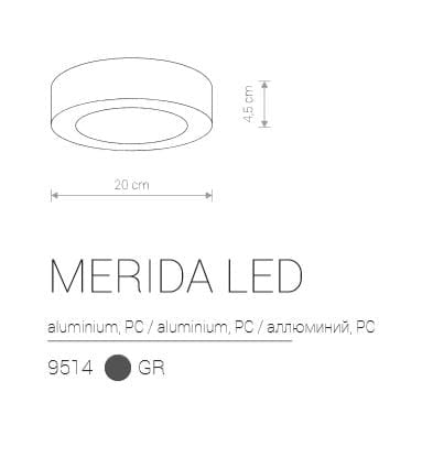 Plafoniera LED esterna Nowodvorski Merida grafite 20cm