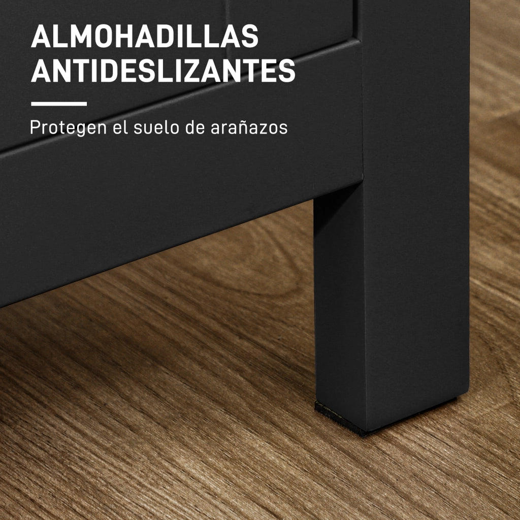 Armadietto 3 ante con ripiani regolabili ¨C Zephmum ¨C Nero 120x40x70 cm