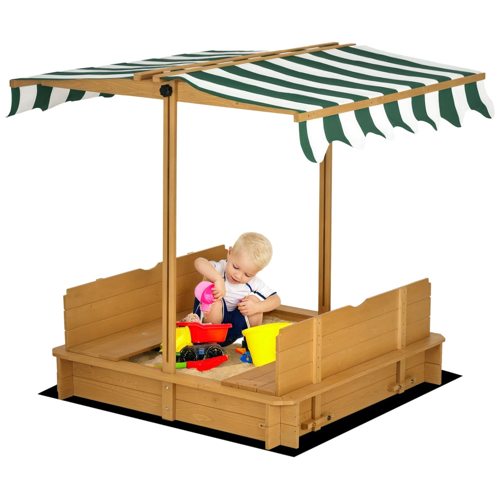 Arenero con Toldo Ajustable e Panche ¨C zephmum ¨C 106x106x115 cm Legno Naturale