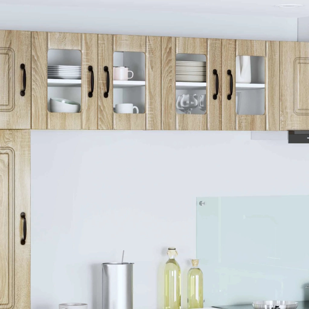 Pensile da cucina | Mobile in vetro da parete LUCCA 2 pz Rovere Sonoma