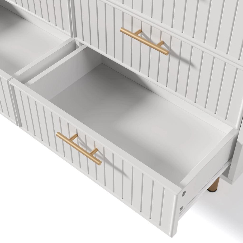 Cassettiera con 6 cassetti; 120x40x75 cm; con base in metallo; pannello truciolare; bianco