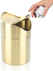 Contenitore di Rifiuti Mini - Acciaio Inossidabile - Fusto Rotativo - Compatto - Resistente alle Macchie di Olio - Spazio Risparmiato - Destinato al Lavandino - Contenitore di Rifiuti