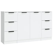 Credenze 3 pz | Madia | Buffet da pranzo | Armadio da pranzo Bianco in Legno Multistrato