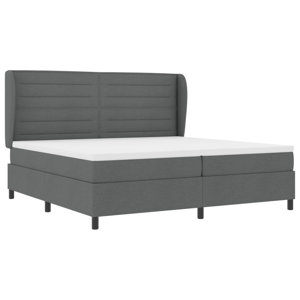 Letto Box Spring con Materasso Grigio Scuro 200x200 cm Tessuto