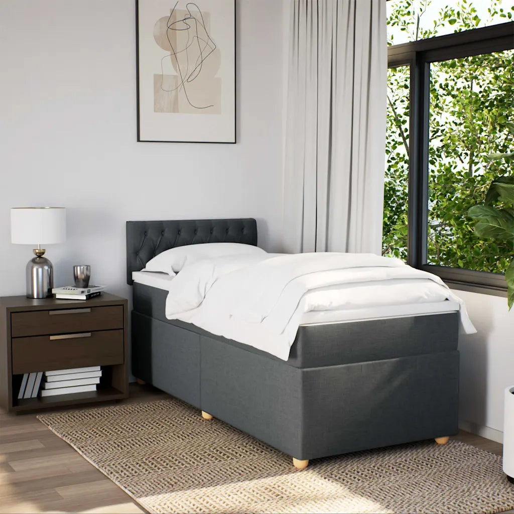 Letto singolo | Letto per adulti | Giroletto a Molle con Materasso Grigio Scuro 80x200 cm Tessuto