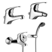 Set rubinetti lavabo, bidet e vasca con kit doccia in ottone cromo di Rubinetterie Mariani Linea Astro